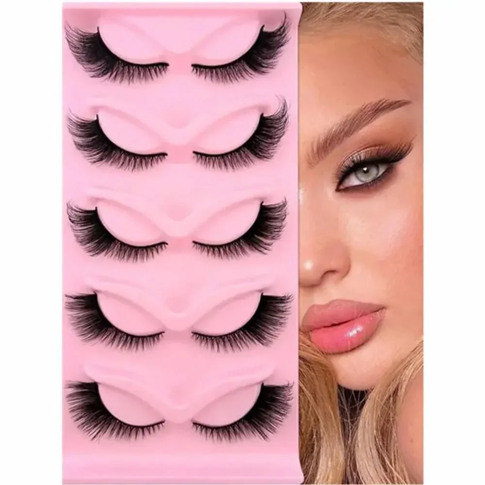 5 Pairs Cat Eye False Eyelashes Fox Eye Lashes Angle Wing Lashes - Picture 1 of 8